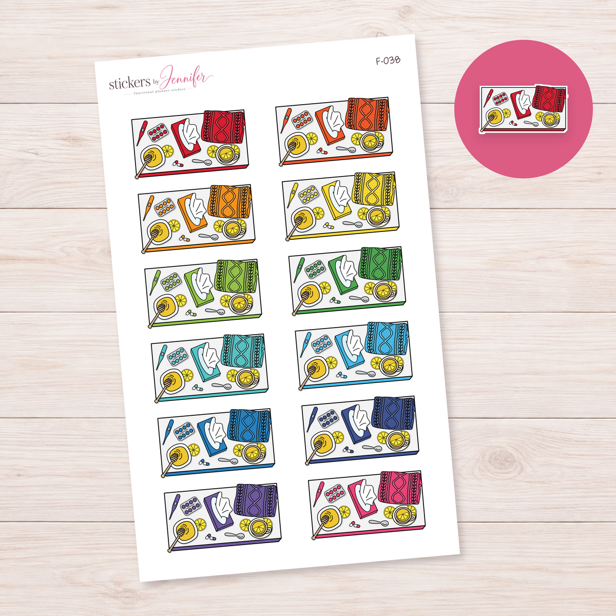 Rest Day Essentials — Bright Color Mix Planner Stickers | F-038