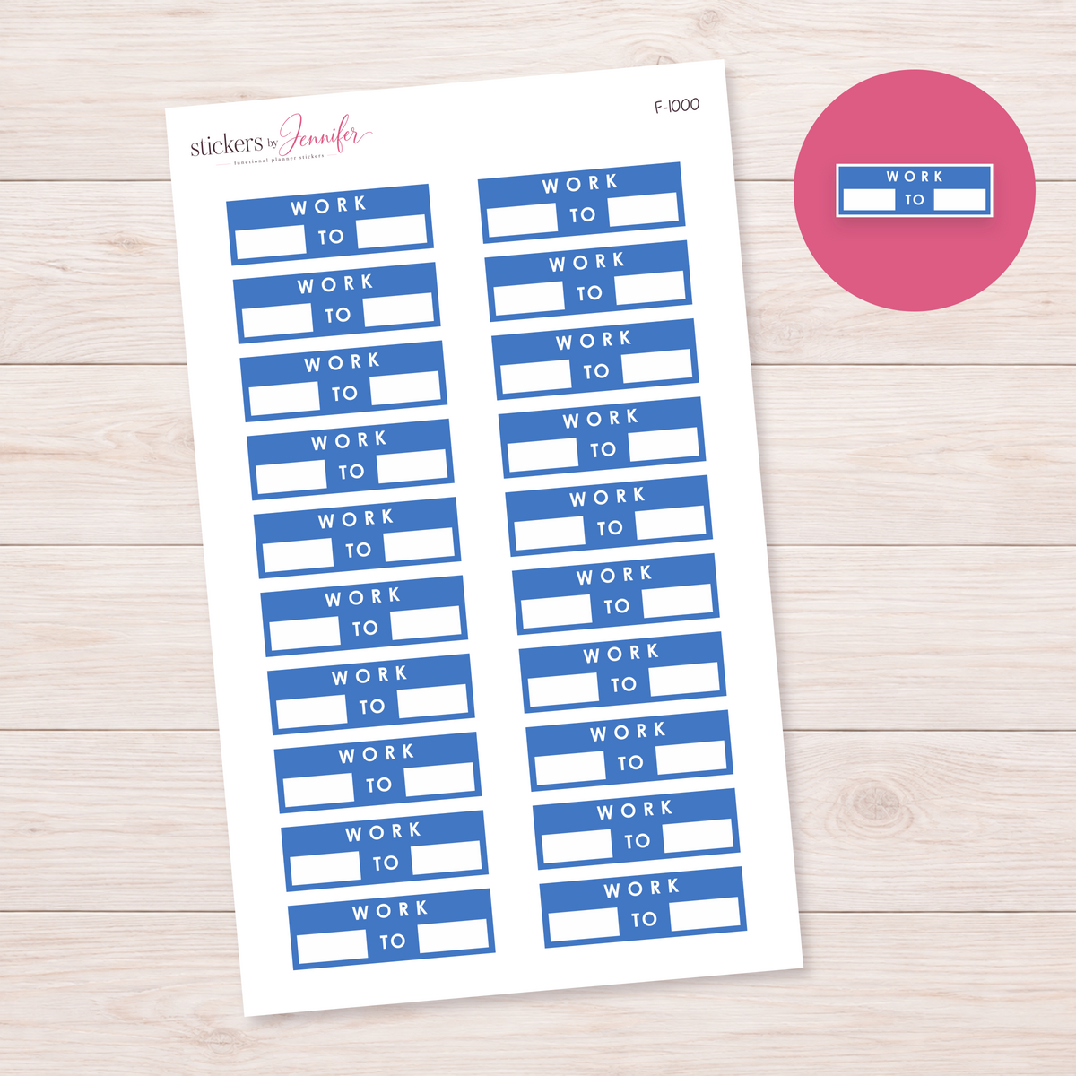 Blue Work Hours Label Planner Stickers | F-1000