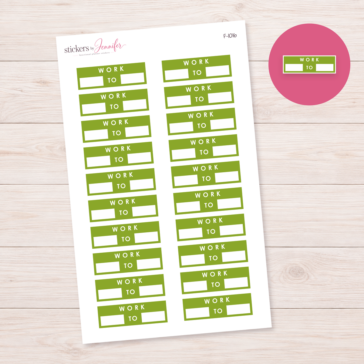 Olive Work Hours Label Planner Stickers | F-1016