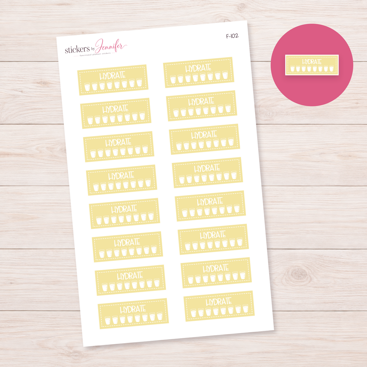 Cream Hydration Trackers Planner Stickers | F-102