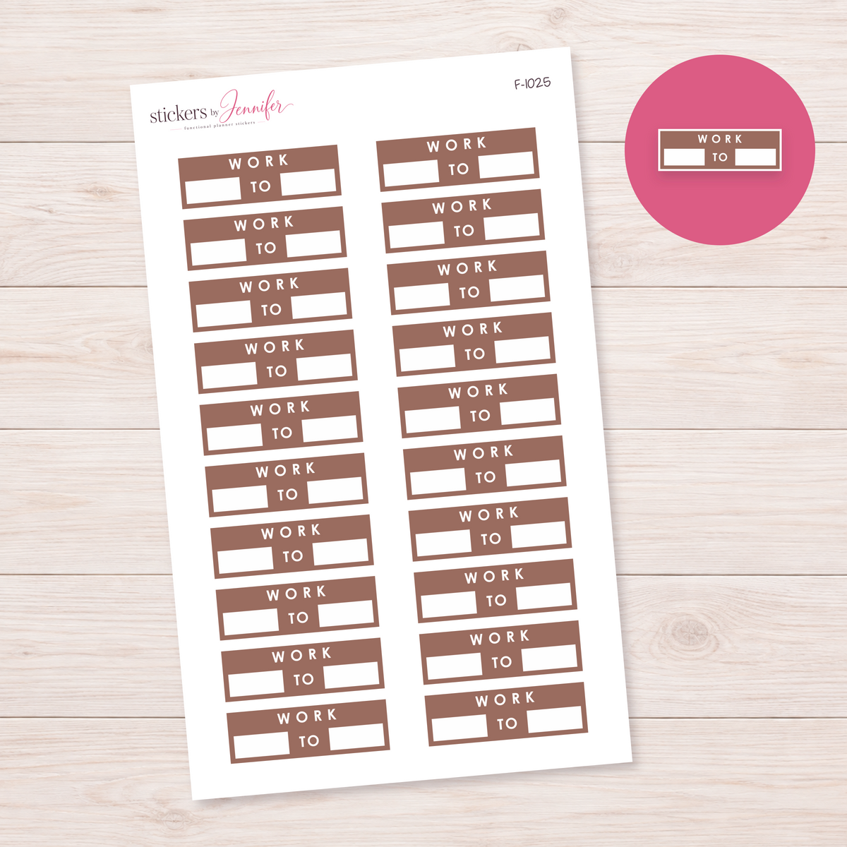 Brown Work Hours Label Planner Stickers | F-1025