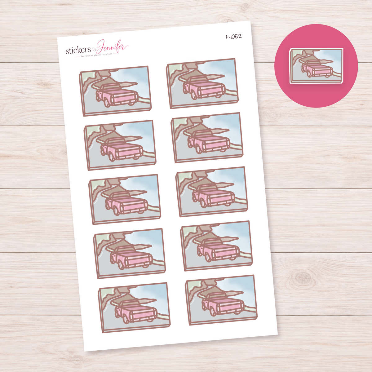 Road Trip Car Scene Box Planner Stickers | F-1052