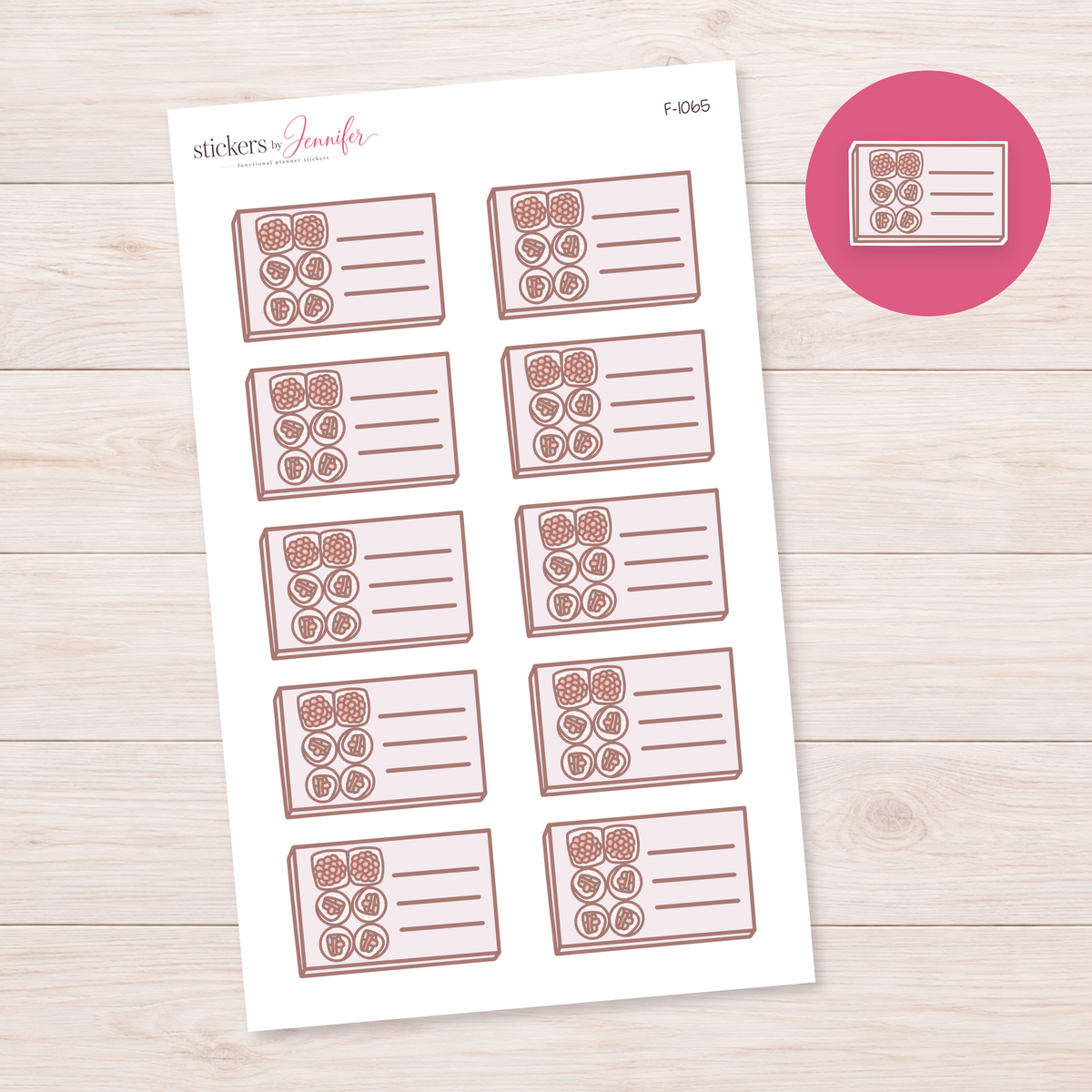 Sushi Roll Lined Box Planner Stickers | F-1065