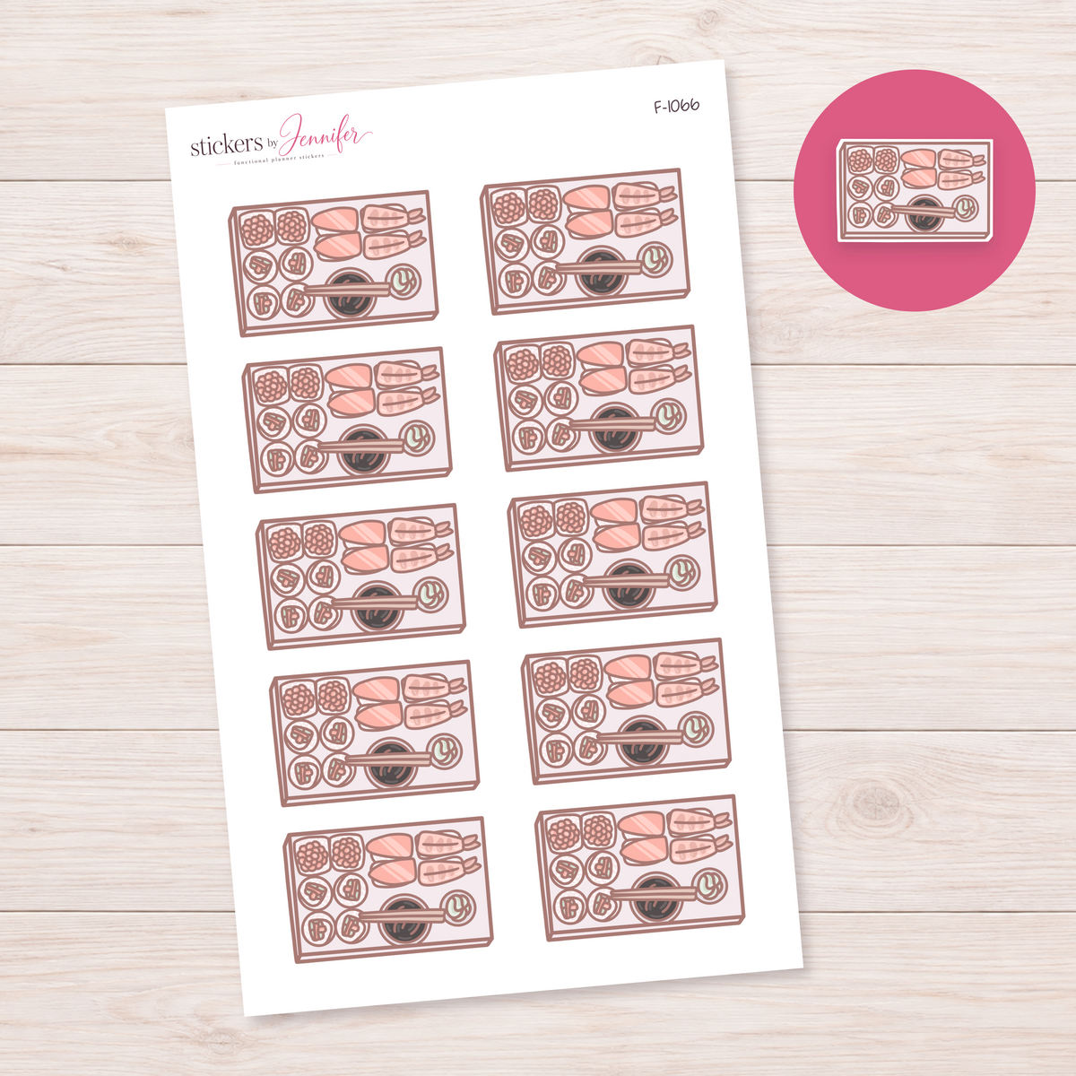 Sushi Meal Flatlay Box Planner Stickers | F-1066