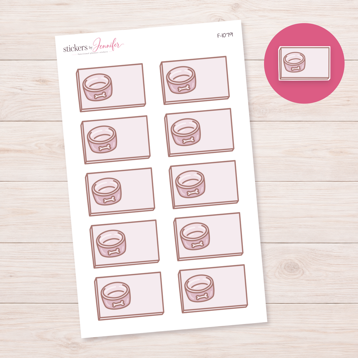 Dog Bowl Note Box Planner Stickers | F-1079