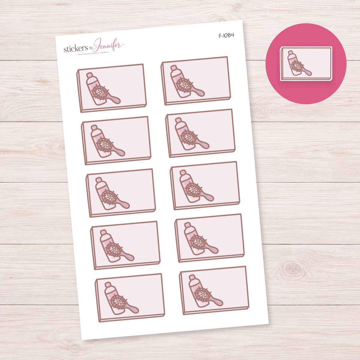 Pet Brush and Shampoo Note Box Planner Stickers | F-1084