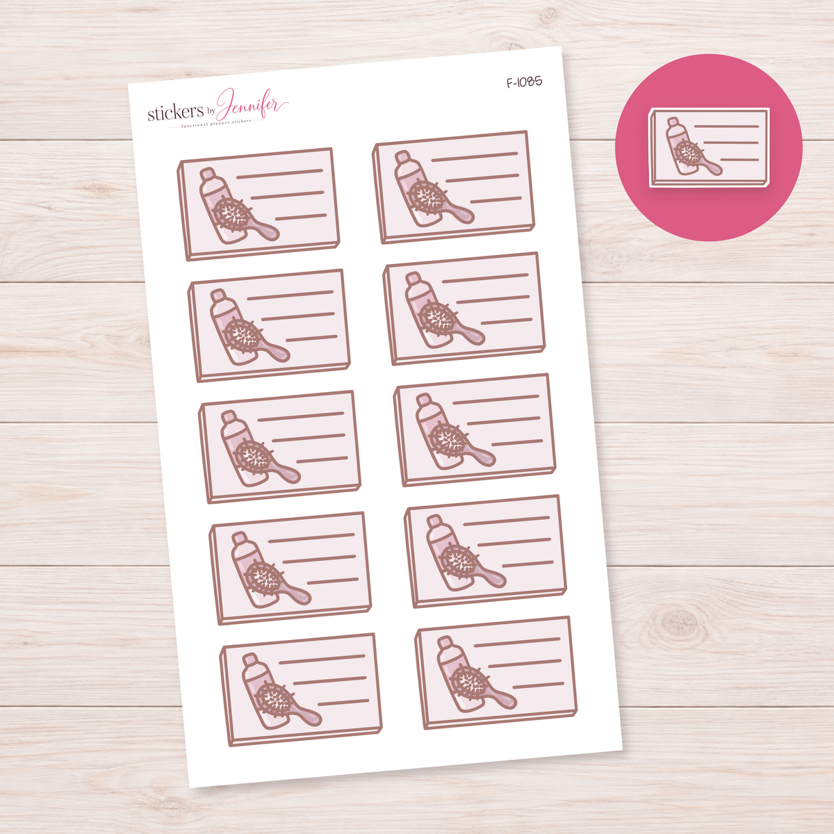 Pet Brush and Shampoo Lined Box Planner Stickers | F-1085
