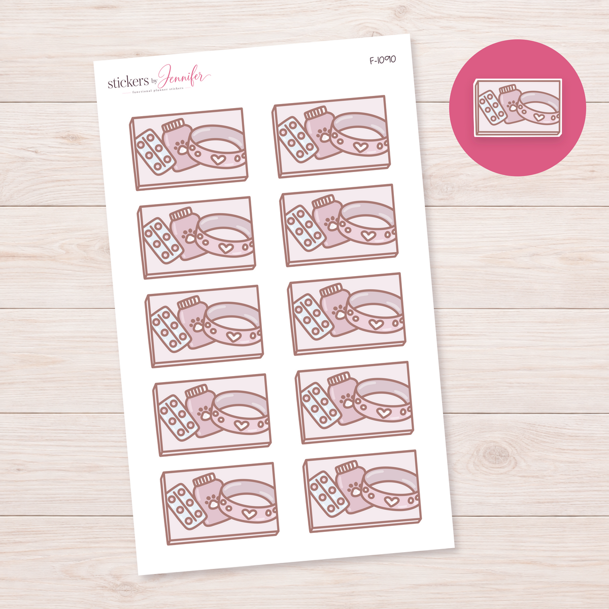 Pet Care Flatlay Box Planner Stickers | F-1090