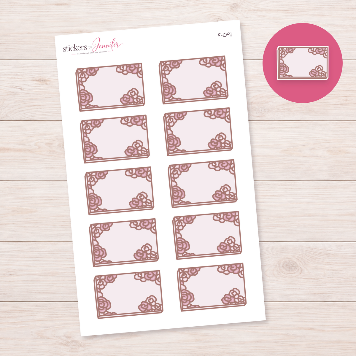 Floral Border Note Box Planner Stickers | F-1091