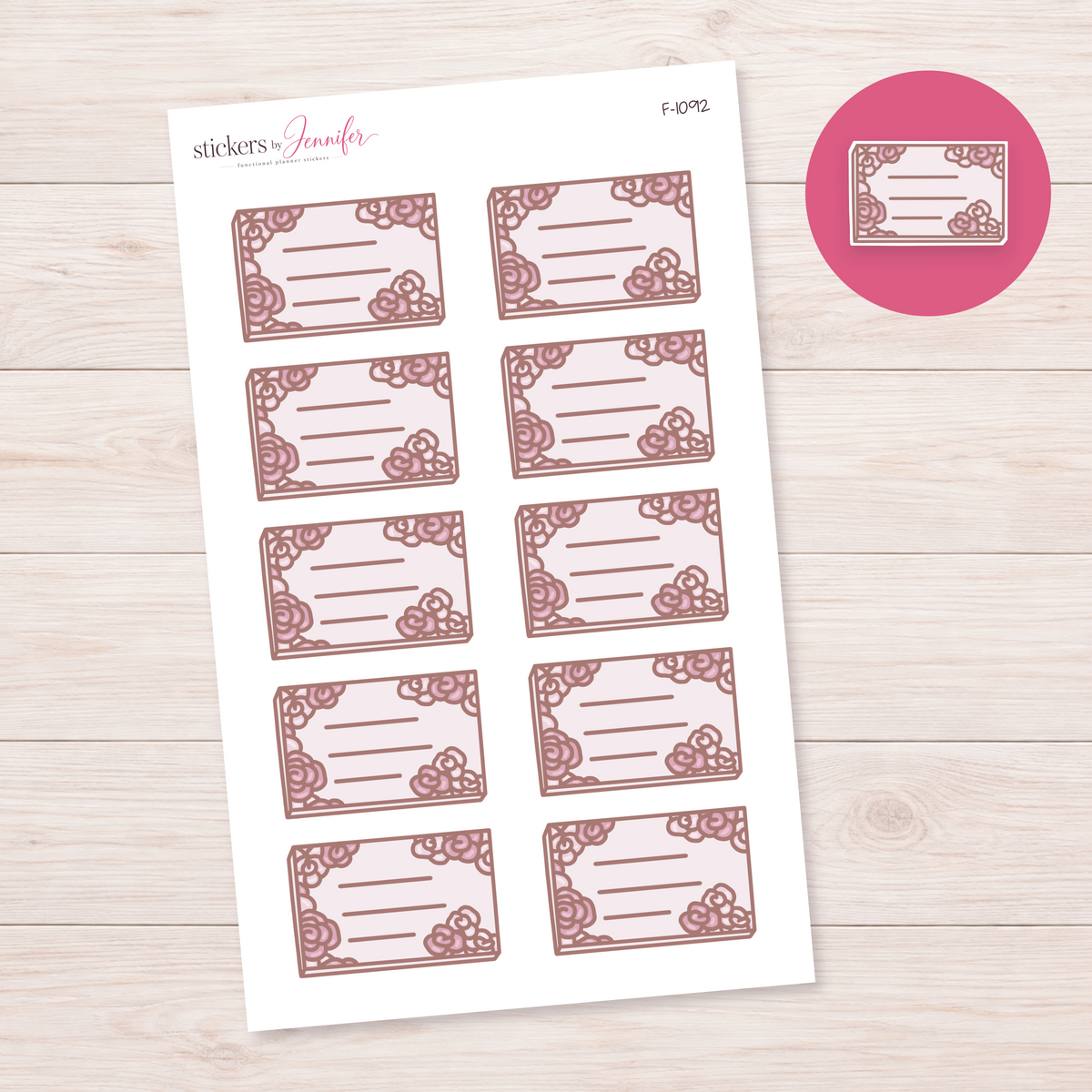 Floral Border Lined Box Planner Stickers | F-1092