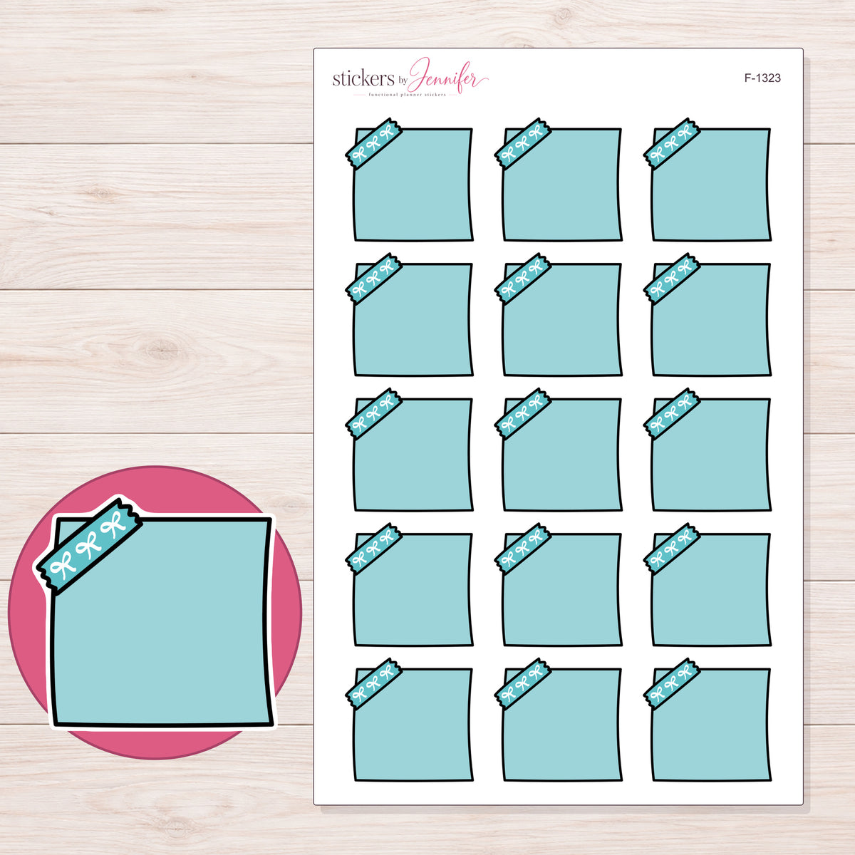 F-1323 planner sticker sheet with enlarged sticker detail