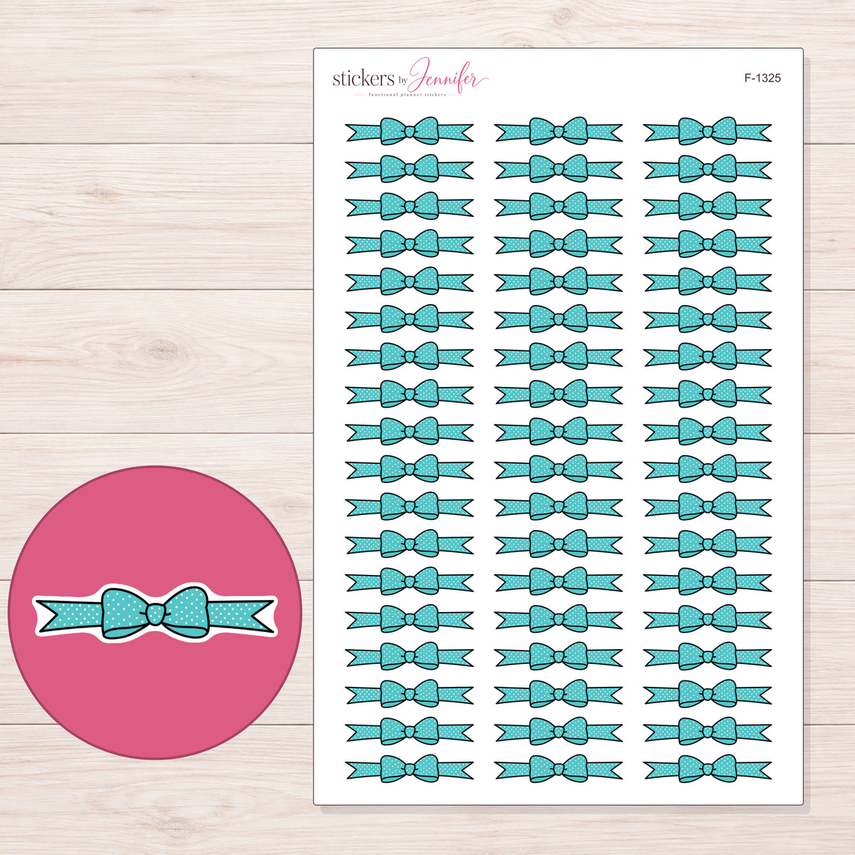 F-1325 planner sticker sheet with enlarged sticker detail
