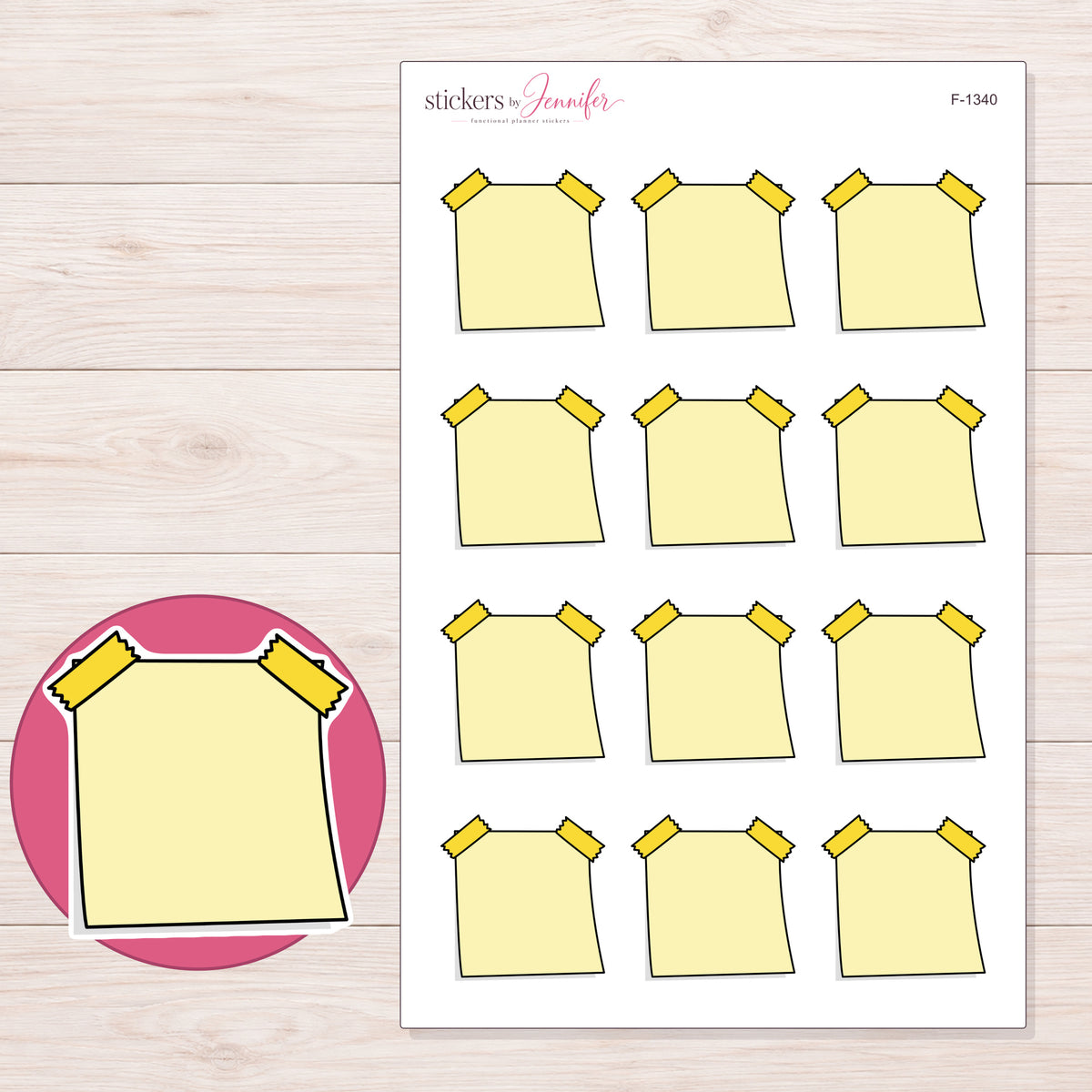 F-1340 planner sticker sheet with enlarged sticker detail