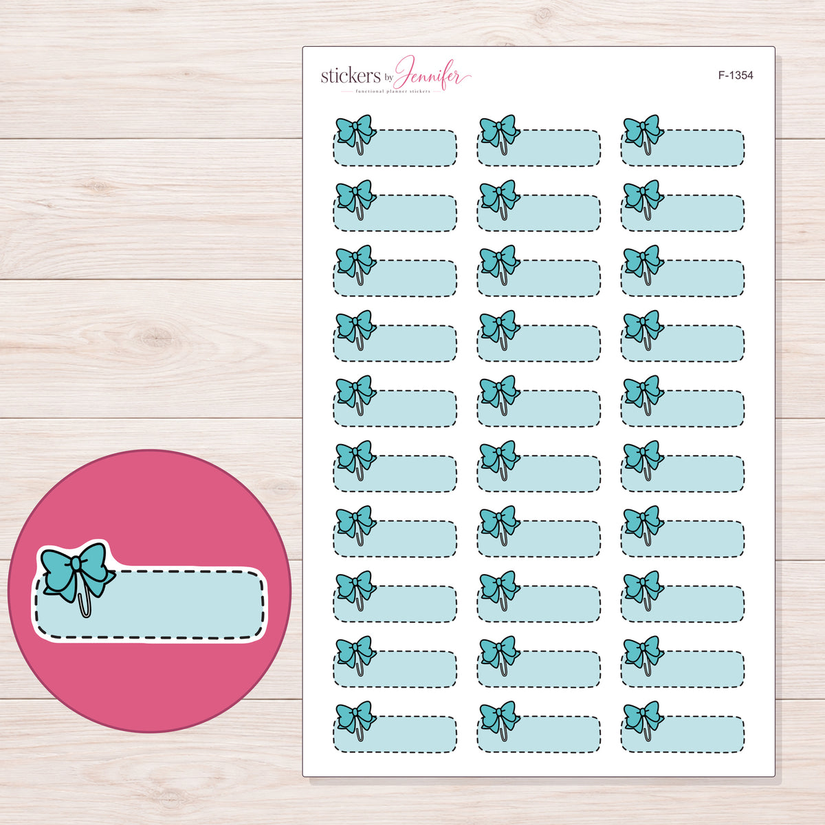 F-1354 planner sticker sheet with enlarged sticker detail