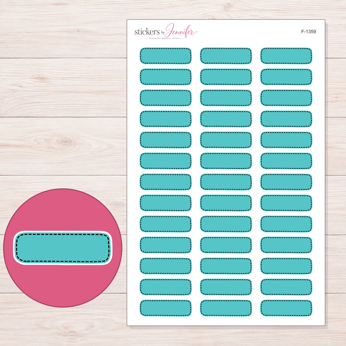 F-1359 planner sticker sheet with enlarged sticker detail