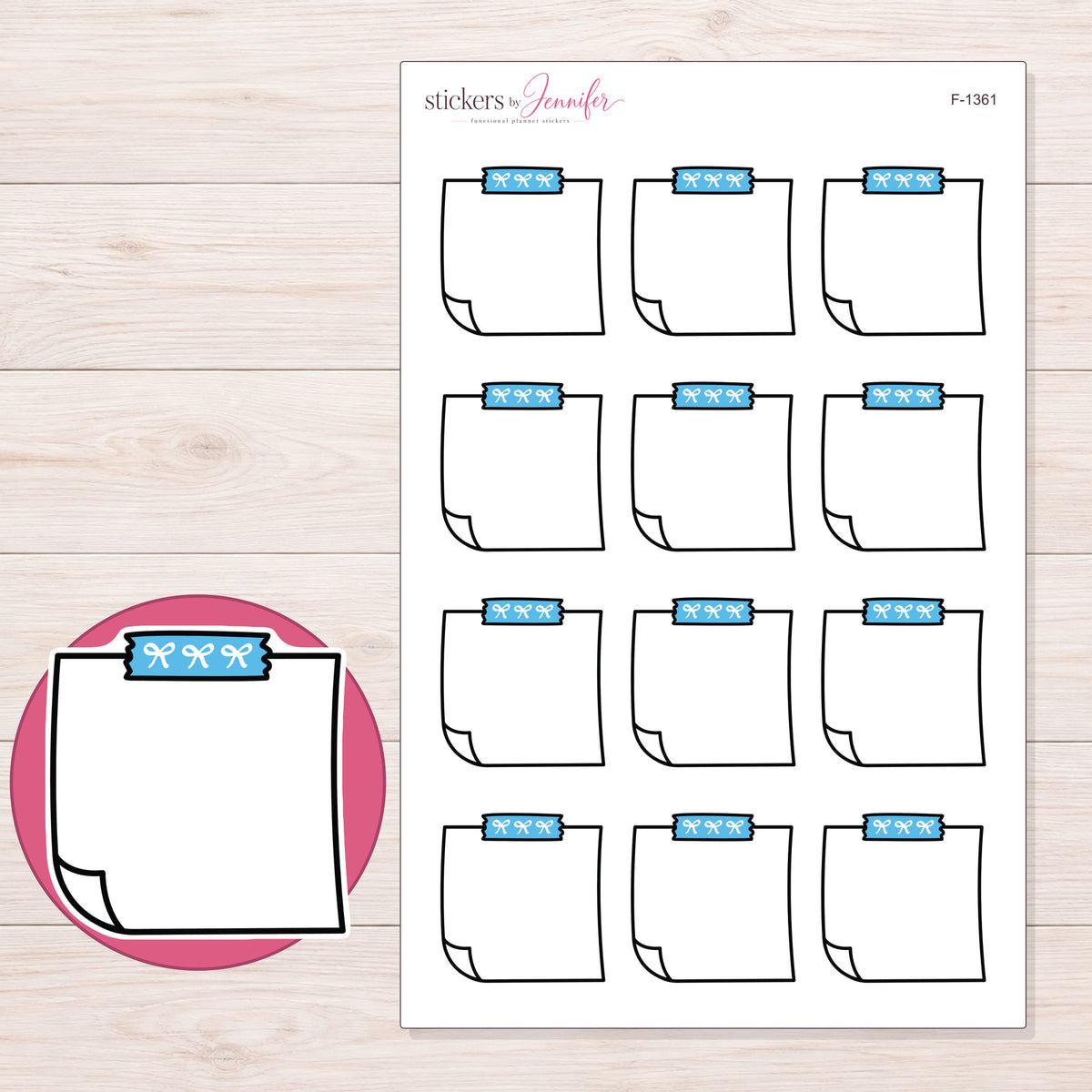 F-1361 planner sticker sheet with enlarged sticker detail