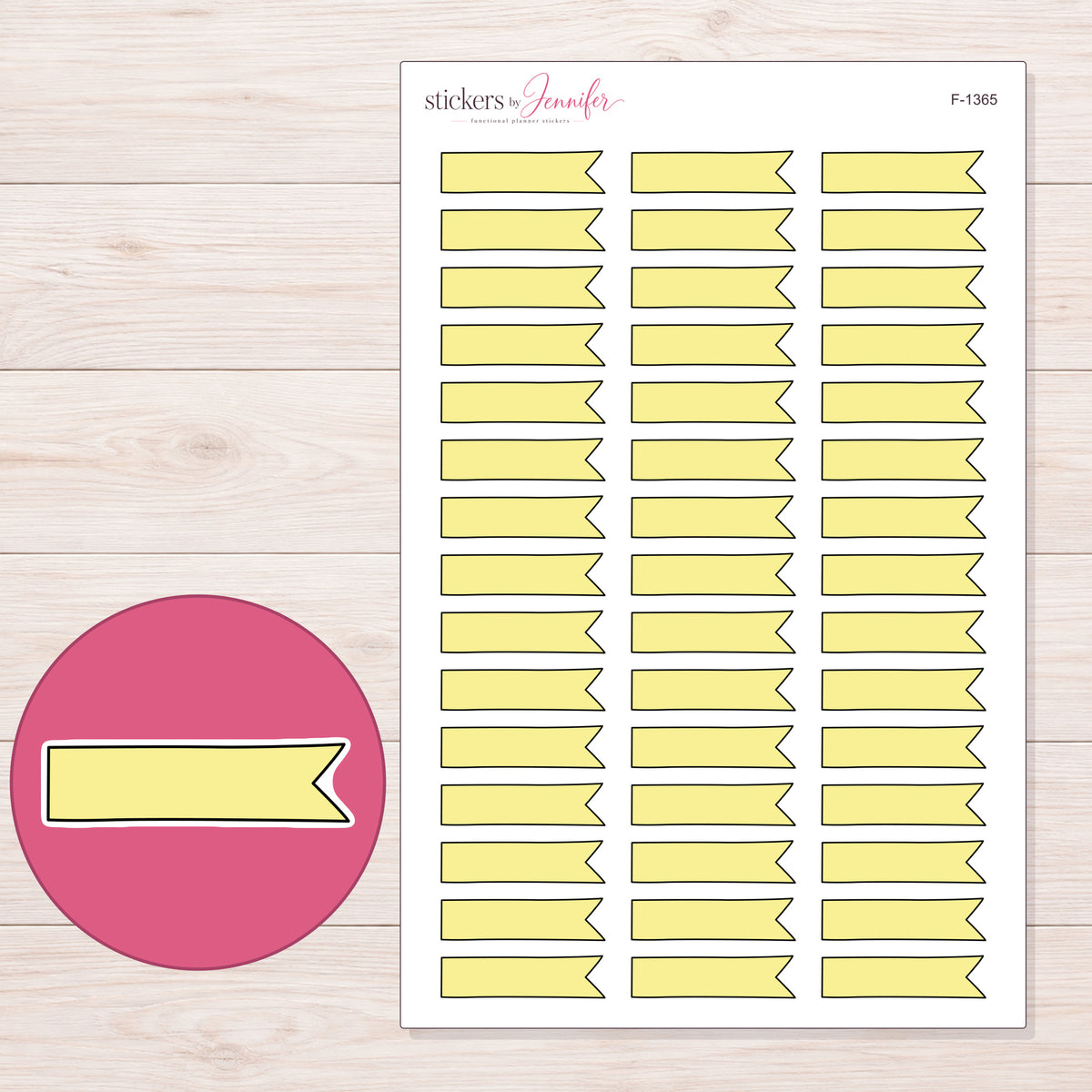 F-1365 planner sticker sheet with enlarged sticker detail