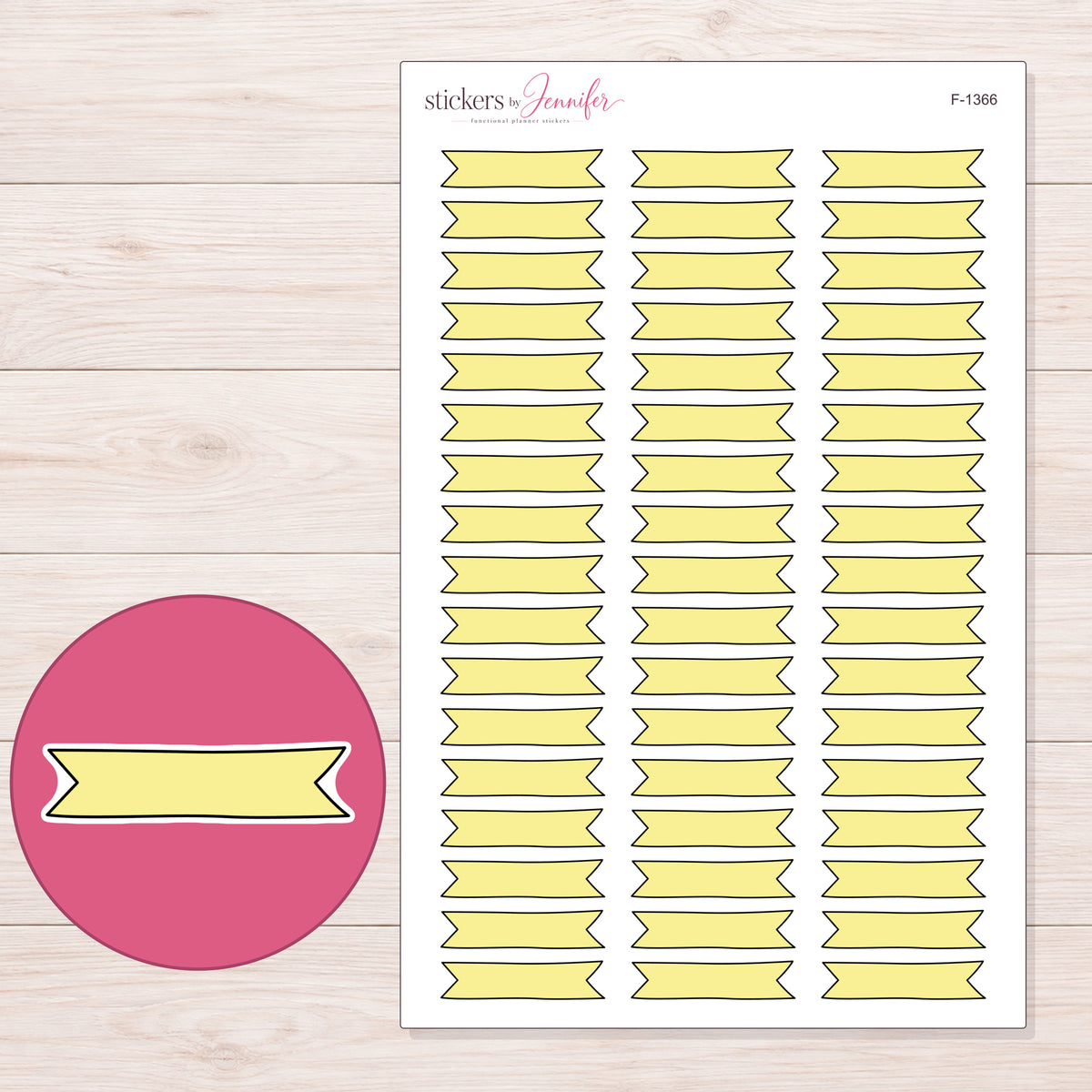 F-1366 planner sticker sheet with enlarged sticker detail