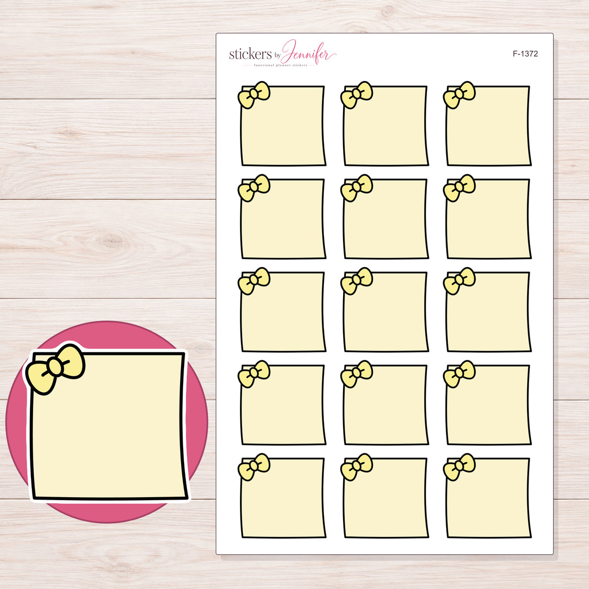 F-1372 planner sticker sheet with enlarged sticker detail