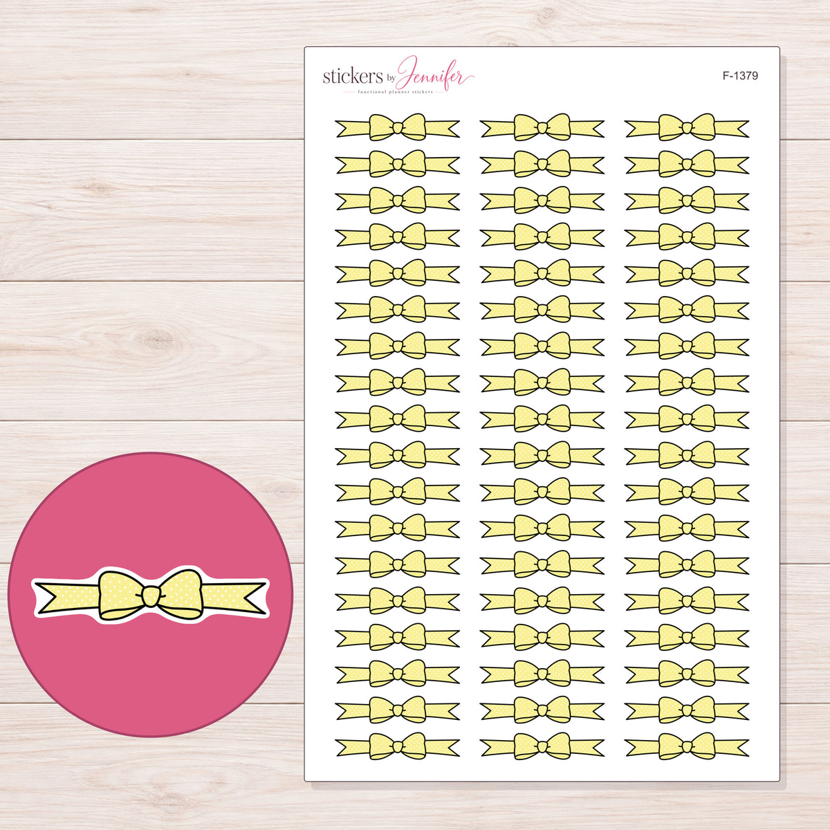 F-1379 planner sticker sheet with enlarged sticker detail