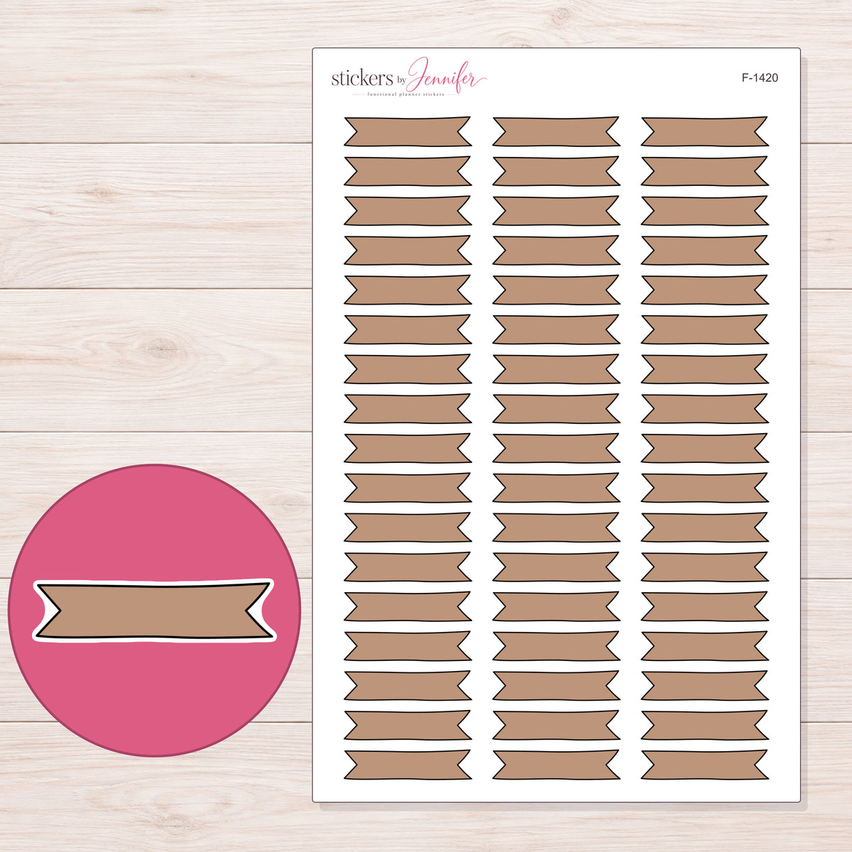 F-1420 planner sticker sheet with enlarged sticker detail