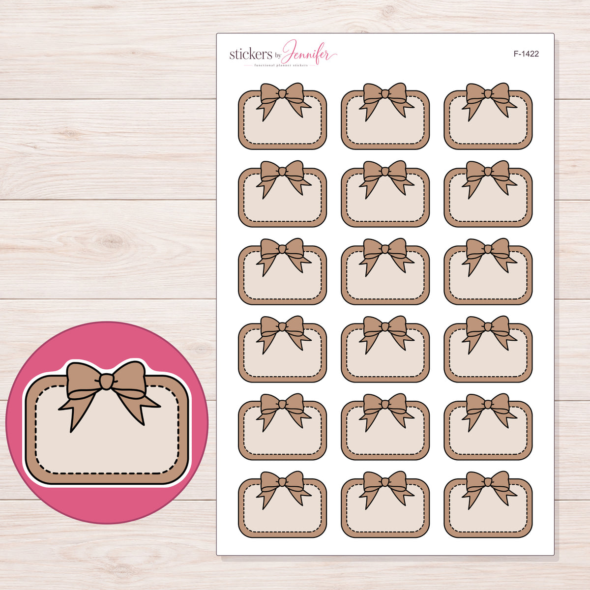 F-1422 planner sticker sheet with enlarged sticker detail