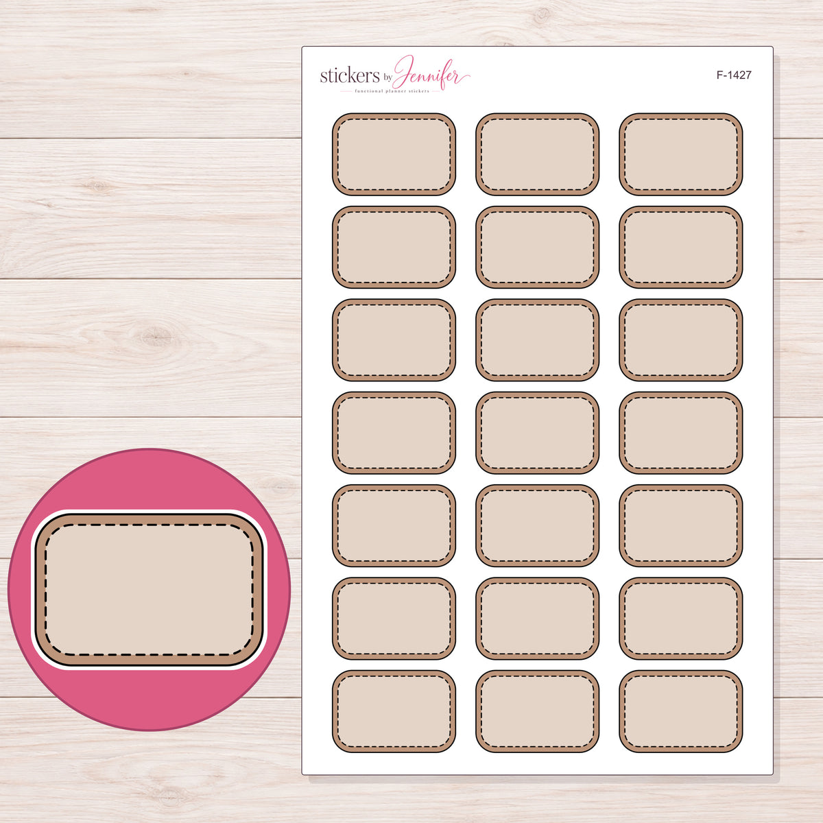 F-1427 planner sticker sheet with enlarged sticker detail