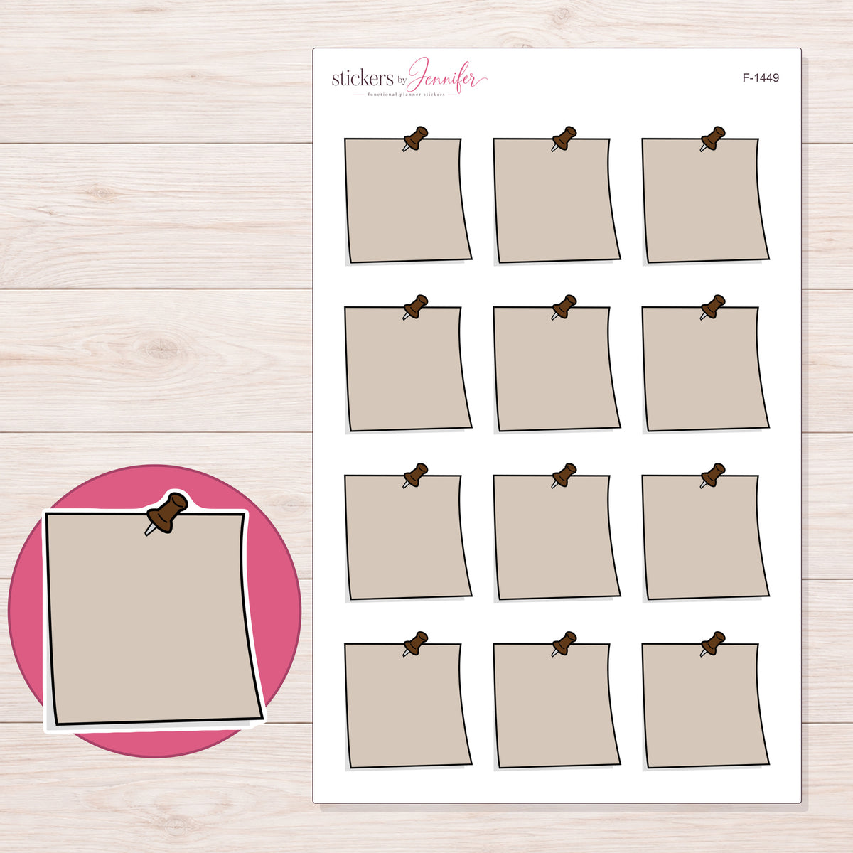 F-1449 planner sticker sheet with enlarged sticker detail