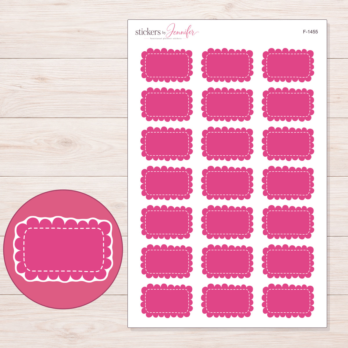 F-1455 planner sticker sheet with enlarged sticker detail