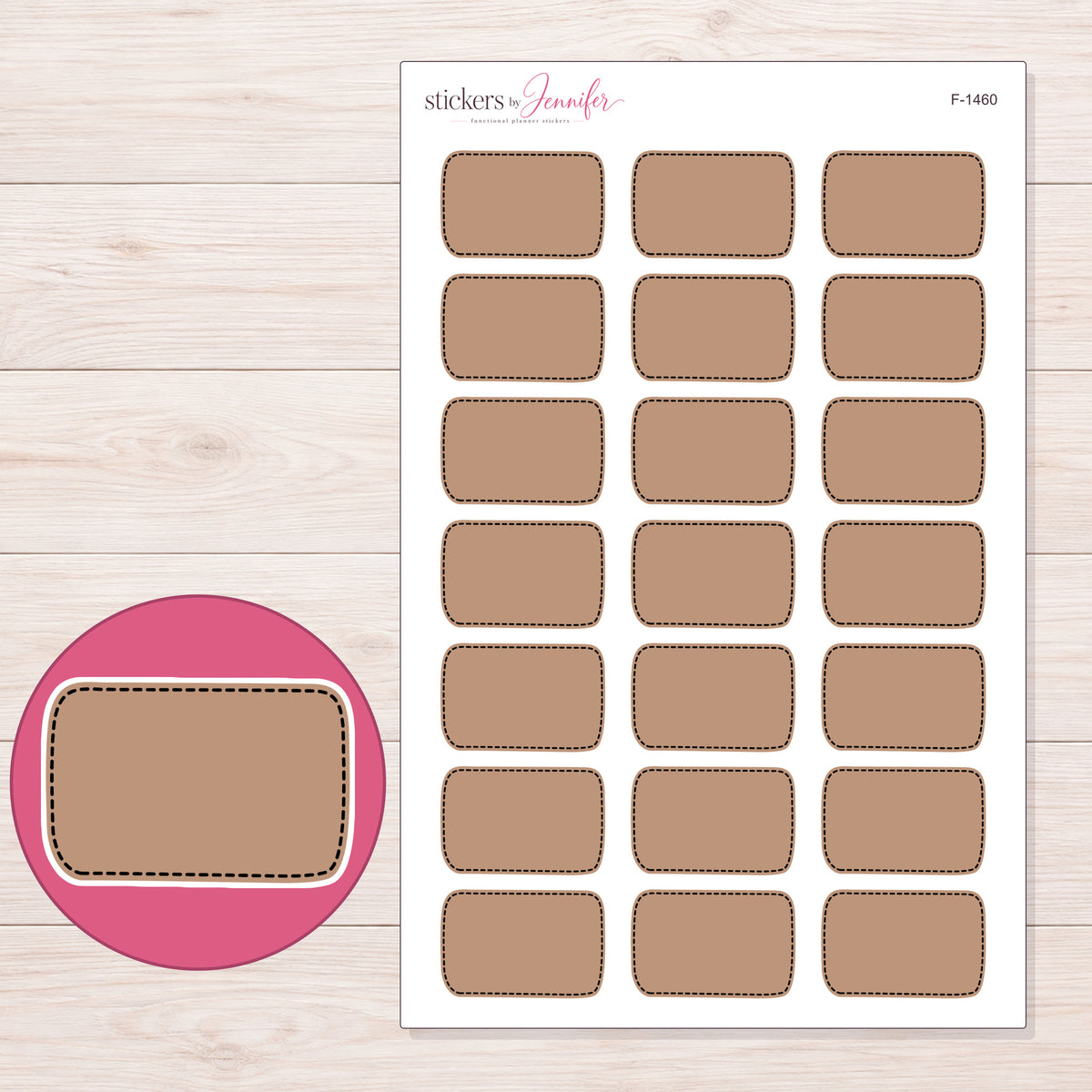 F-1460 planner sticker sheet with enlarged sticker detail