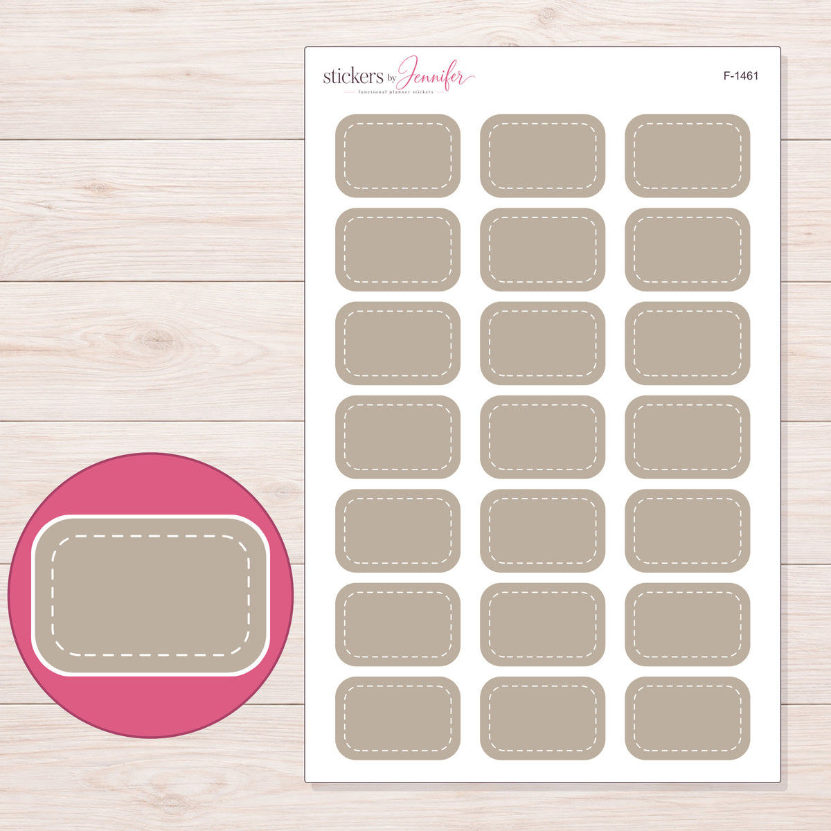 F-1461 planner sticker sheet with enlarged sticker detail