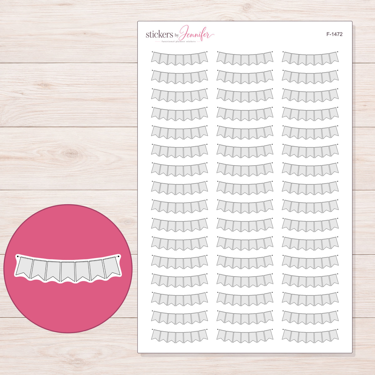 F-1472 planner sticker sheet with enlarged sticker detail