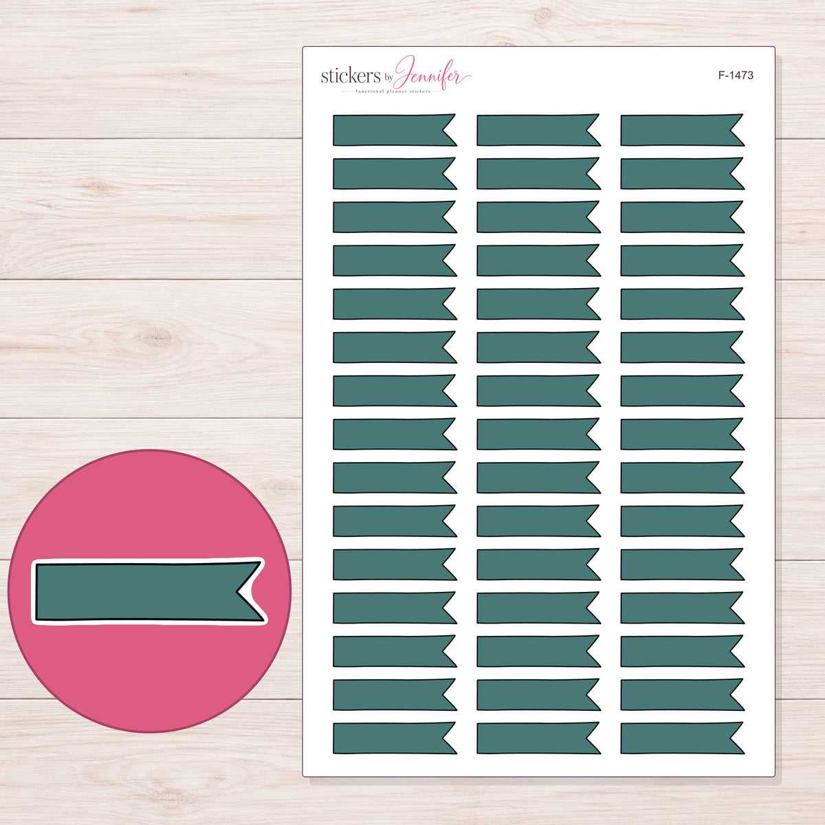 F-1473 planner sticker sheet with enlarged sticker detail