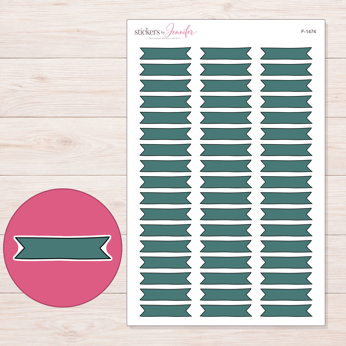 F-1474 planner sticker sheet with enlarged sticker detail