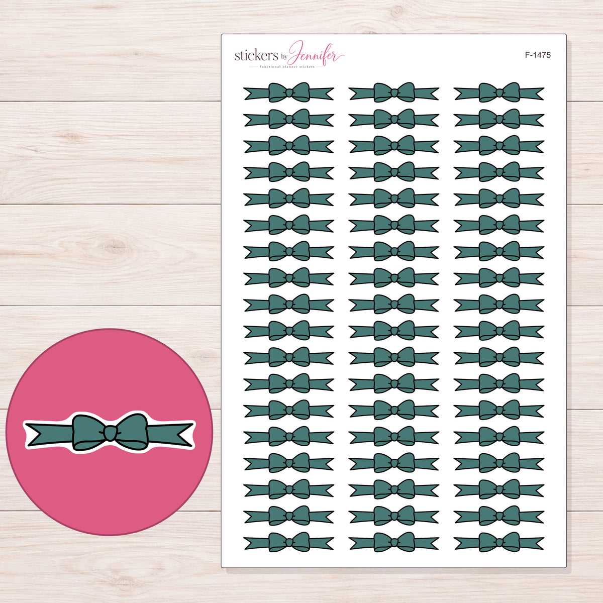 F-1475 planner sticker sheet with enlarged sticker detail