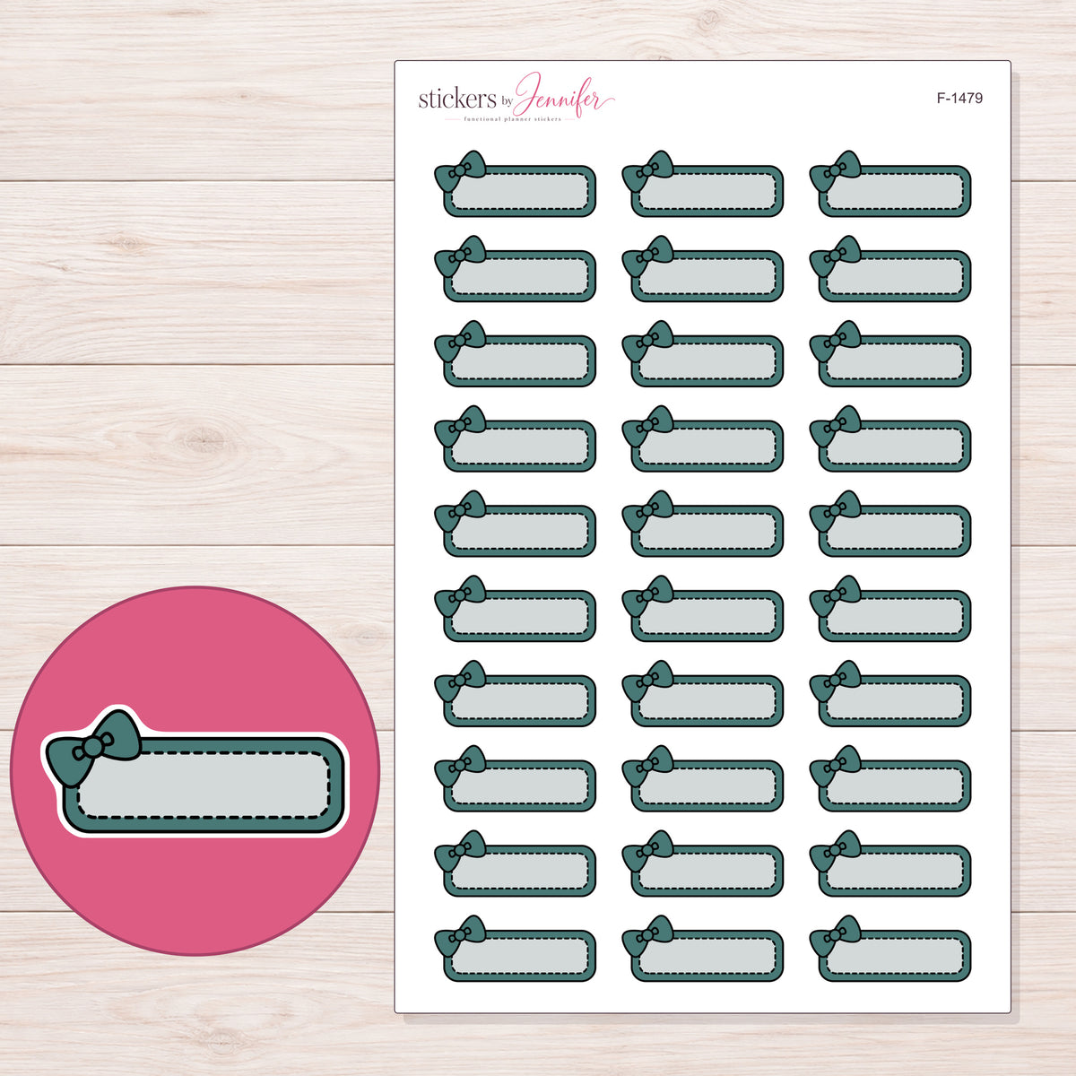 F-1479 planner sticker sheet with enlarged sticker detail