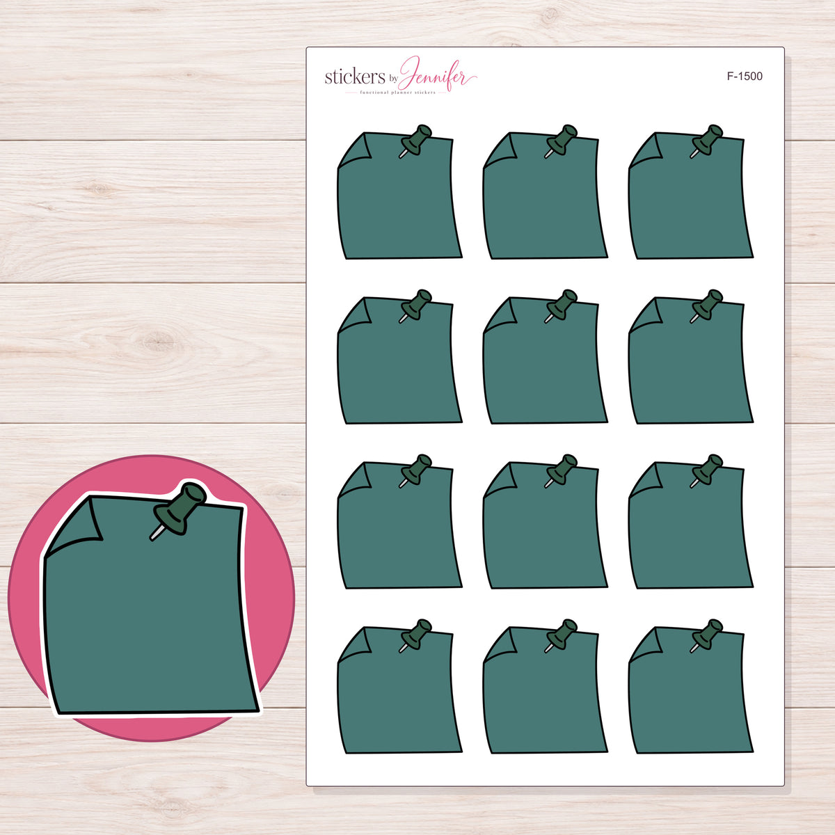 F-1500 planner sticker sheet with enlarged sticker detail