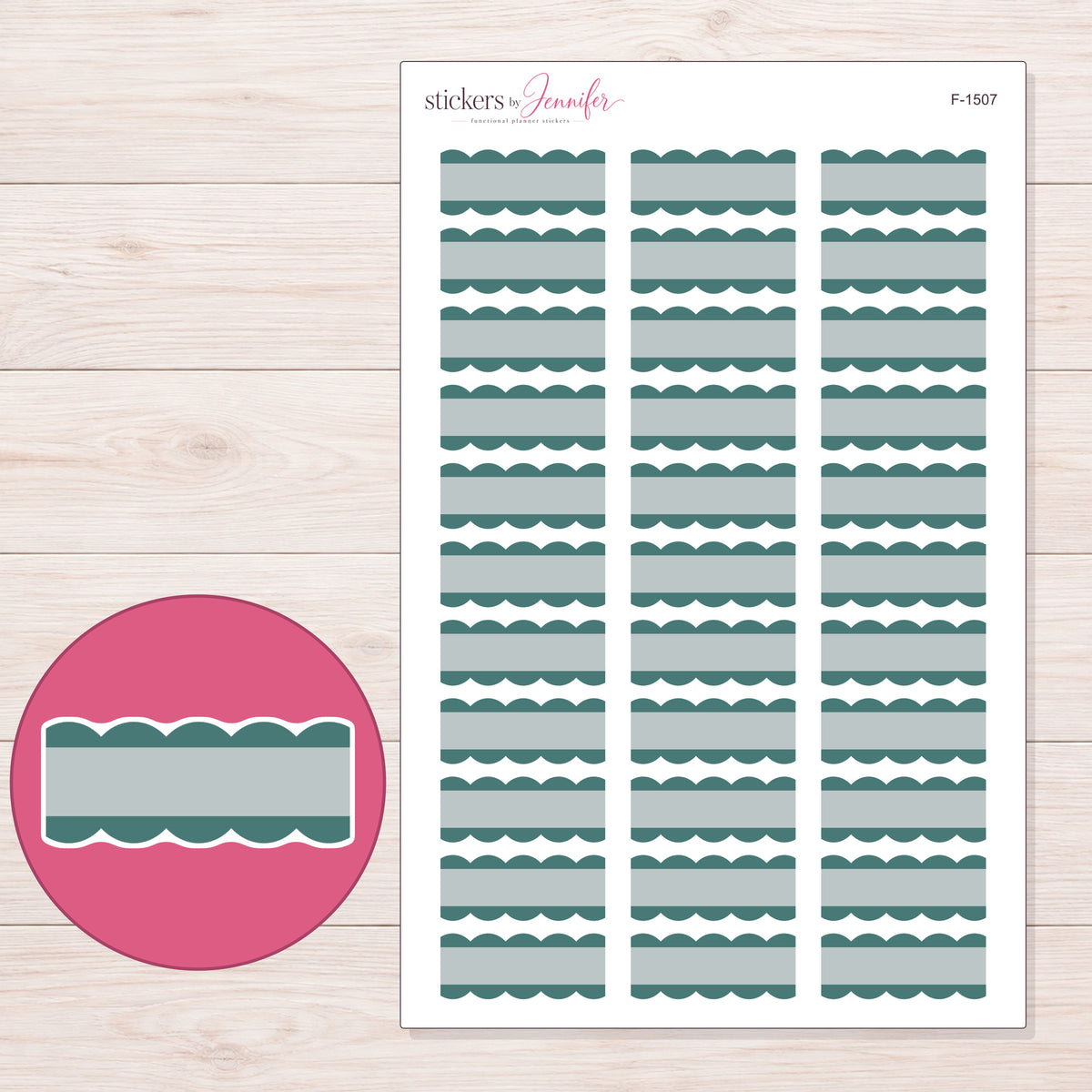 F-1507 planner sticker sheet with enlarged sticker detail