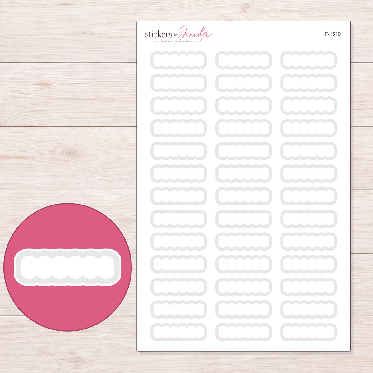F-1510 planner sticker sheet with enlarged sticker detail