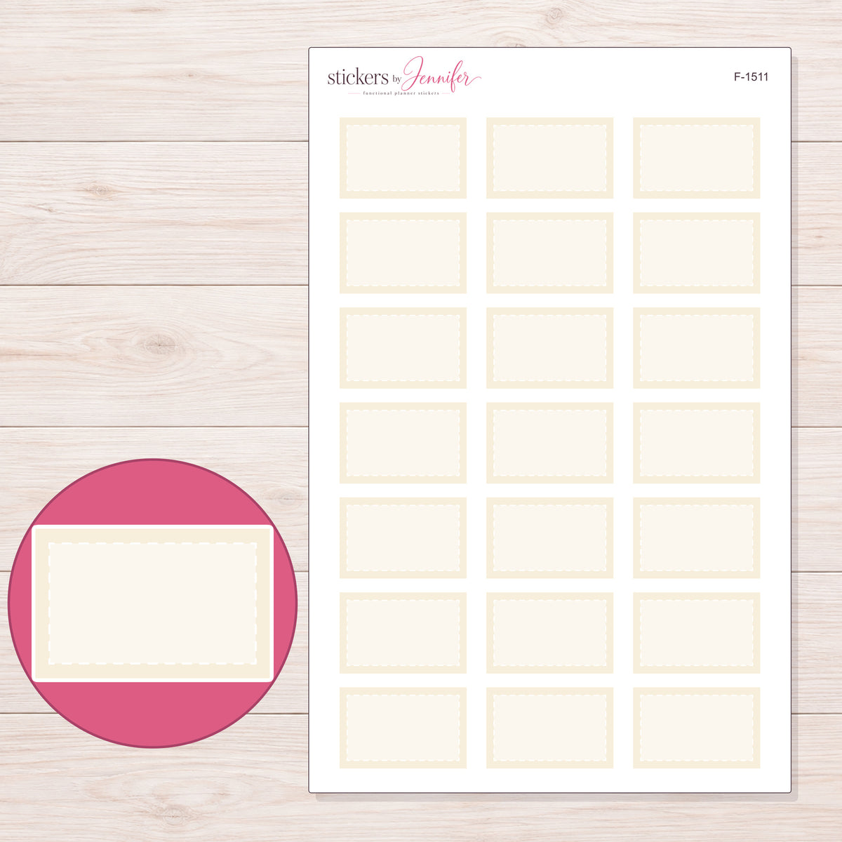 F-1511 planner sticker sheet with enlarged sticker detail