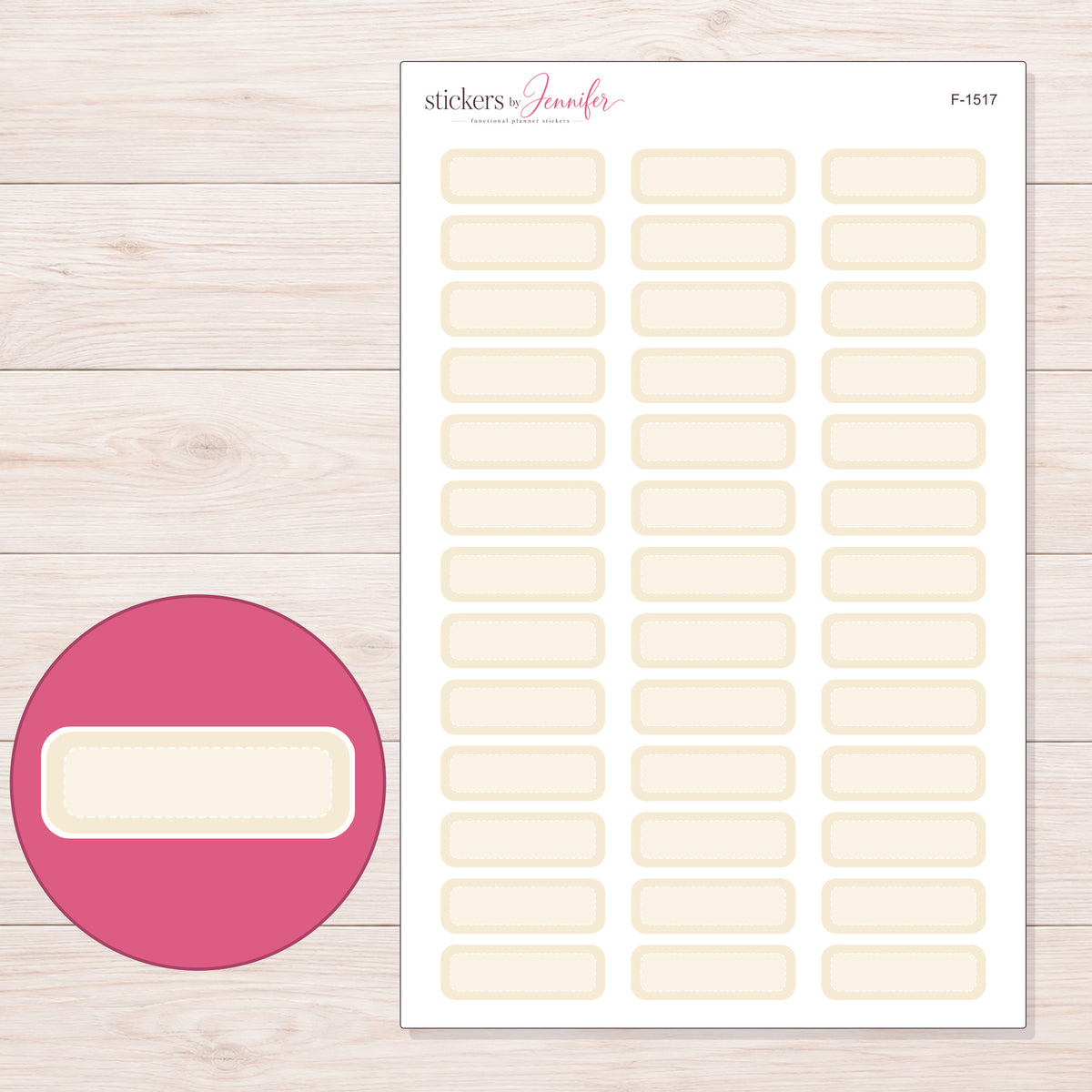 F-1517 planner sticker sheet with enlarged sticker detail
