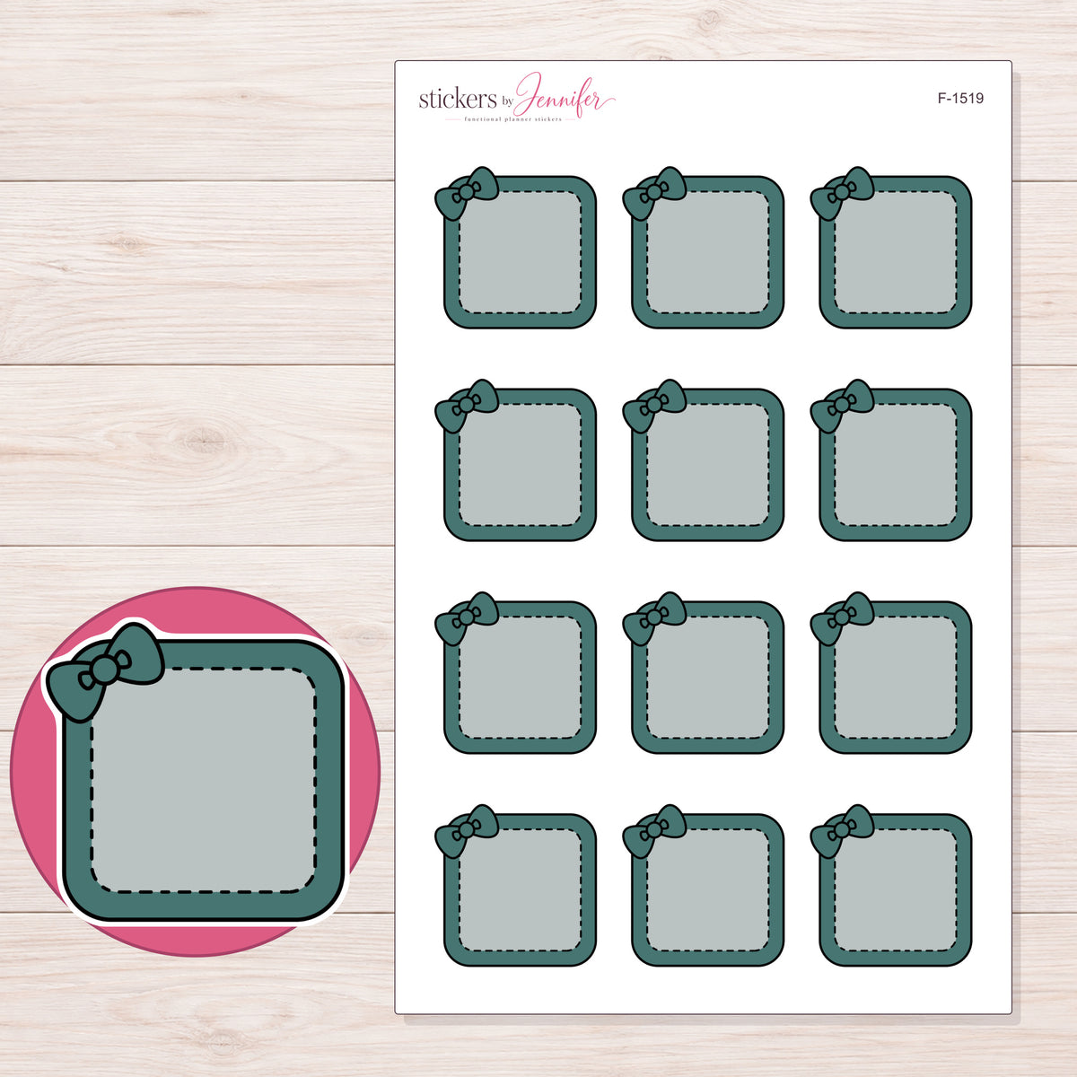 F-1519 planner sticker sheet with enlarged sticker detail