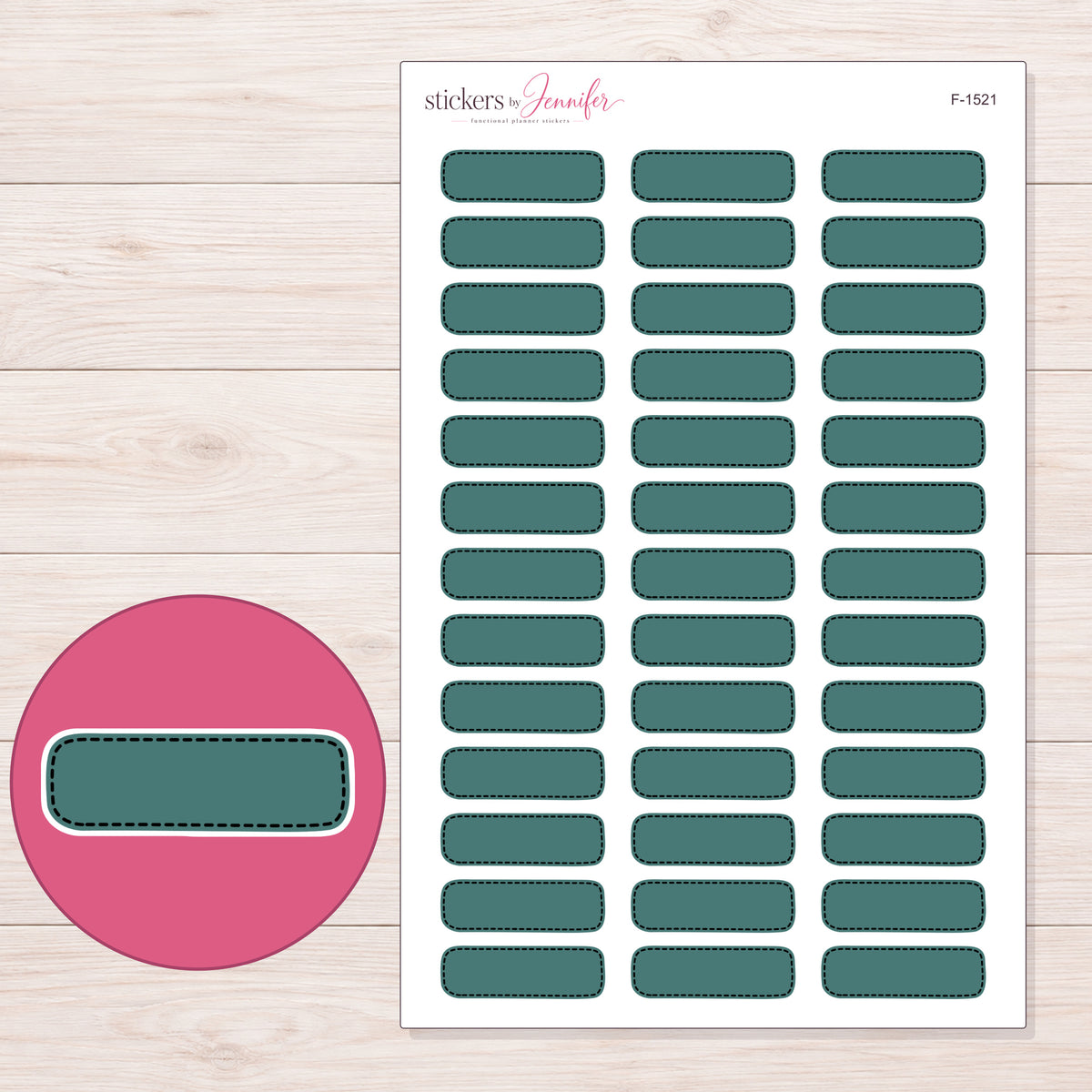 F-1521 planner sticker sheet with enlarged sticker detail