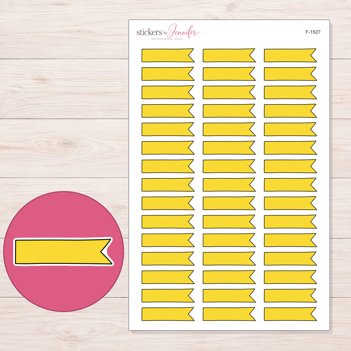F-1527 planner sticker sheet with enlarged sticker detail