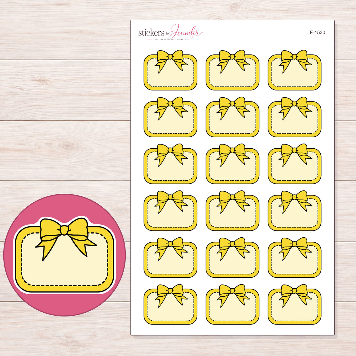 F-1530 planner sticker sheet with enlarged sticker detail
