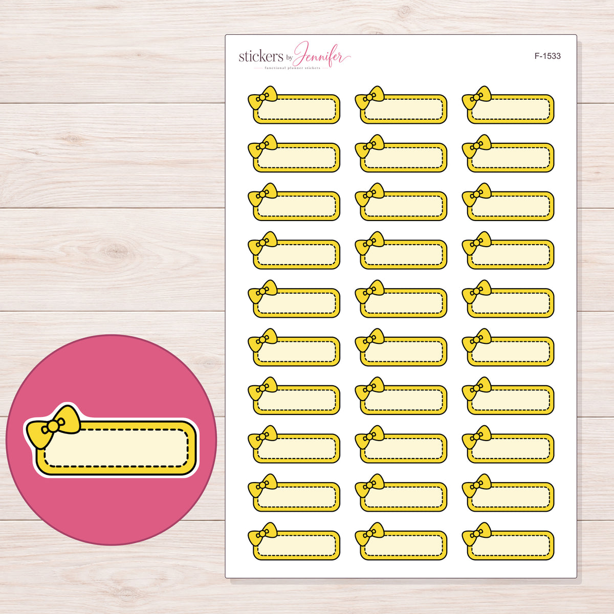 F-1533 planner sticker sheet with enlarged sticker detail