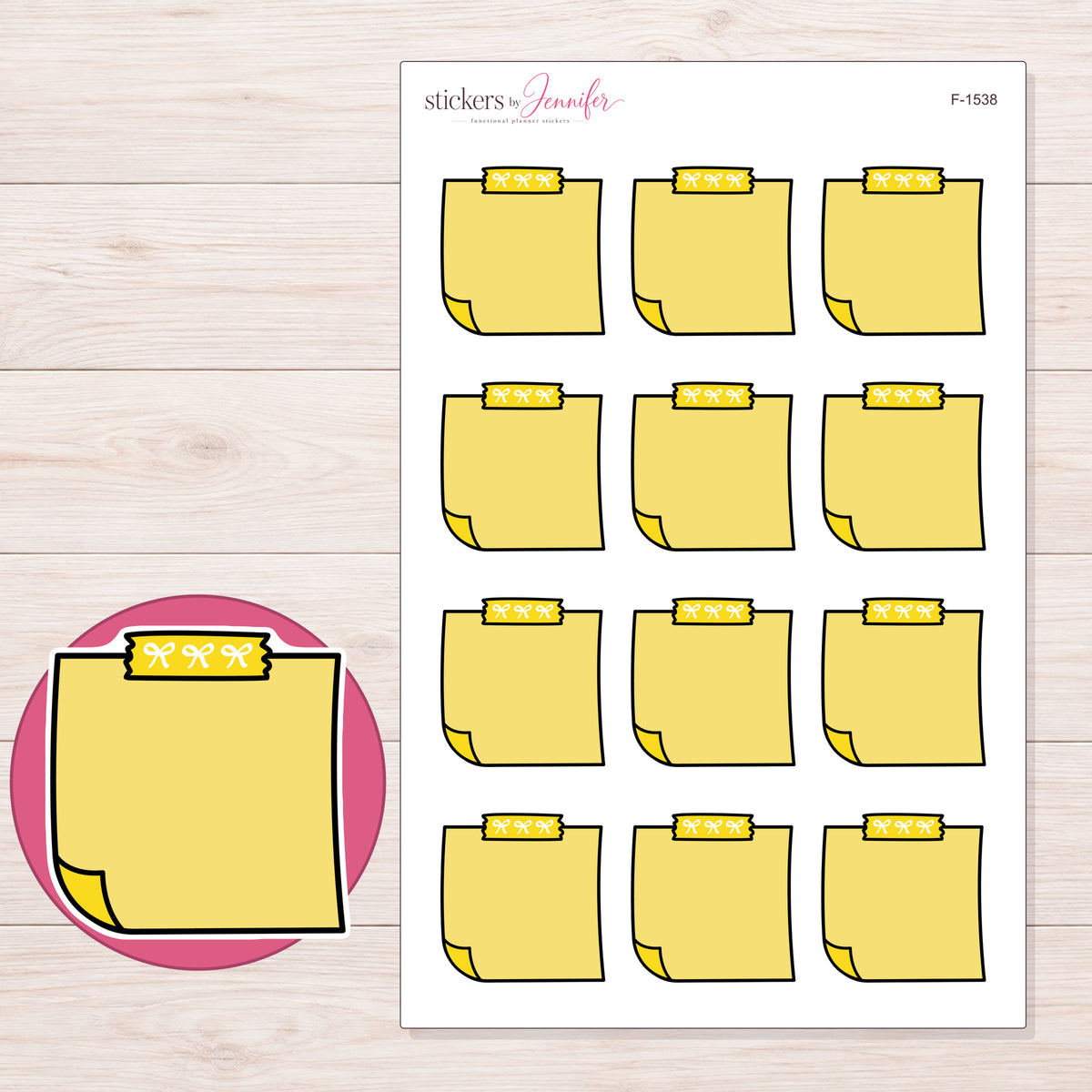 F-1538 planner sticker sheet with enlarged sticker detail