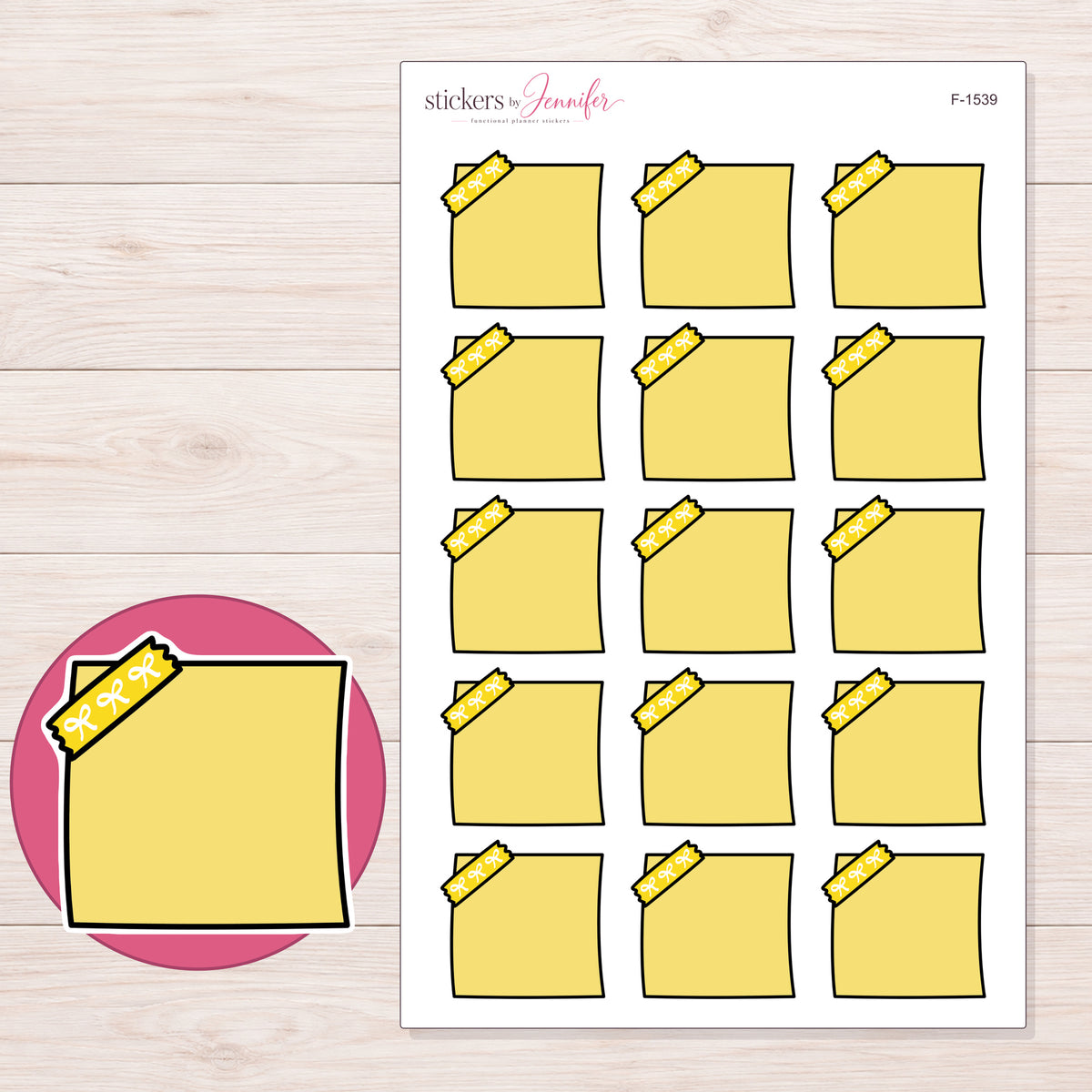 F-1539 planner sticker sheet with enlarged sticker detail