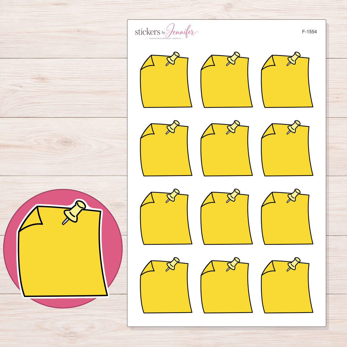 F-1554 planner sticker sheet with enlarged sticker detail