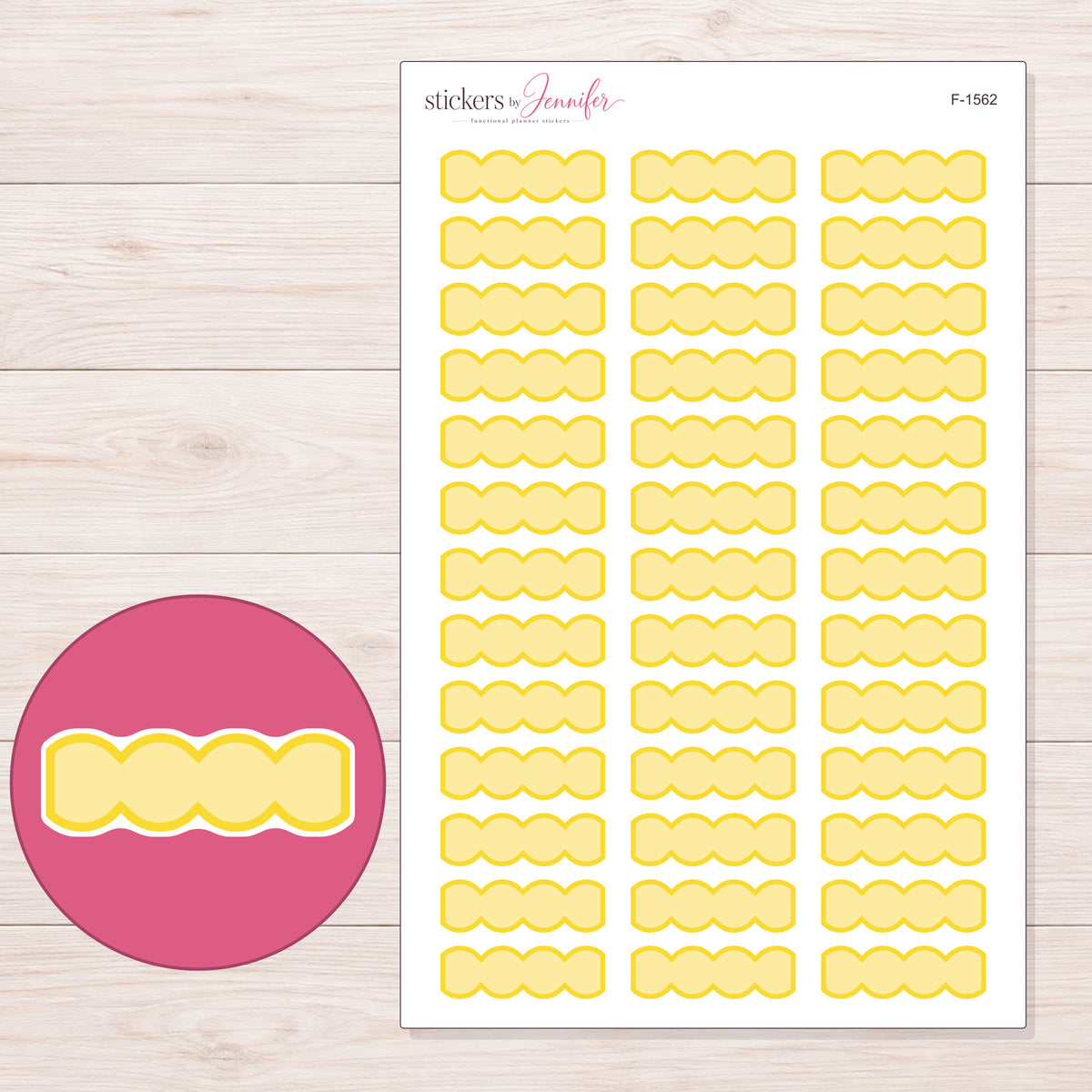 F-1562 planner sticker sheet with enlarged sticker detail